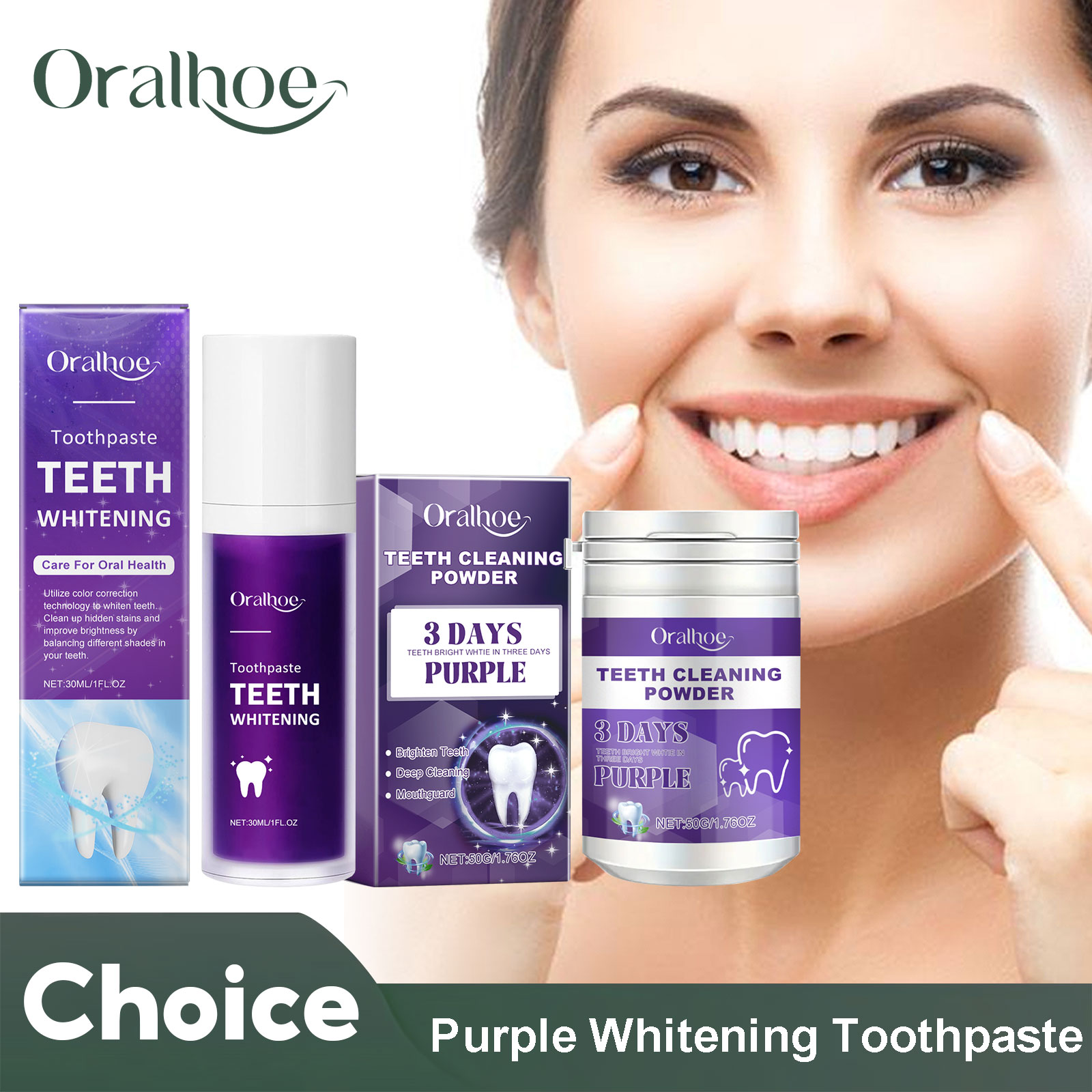 Teeth Whitening Hismile - Dentifrice de blanchiment des dents violet,