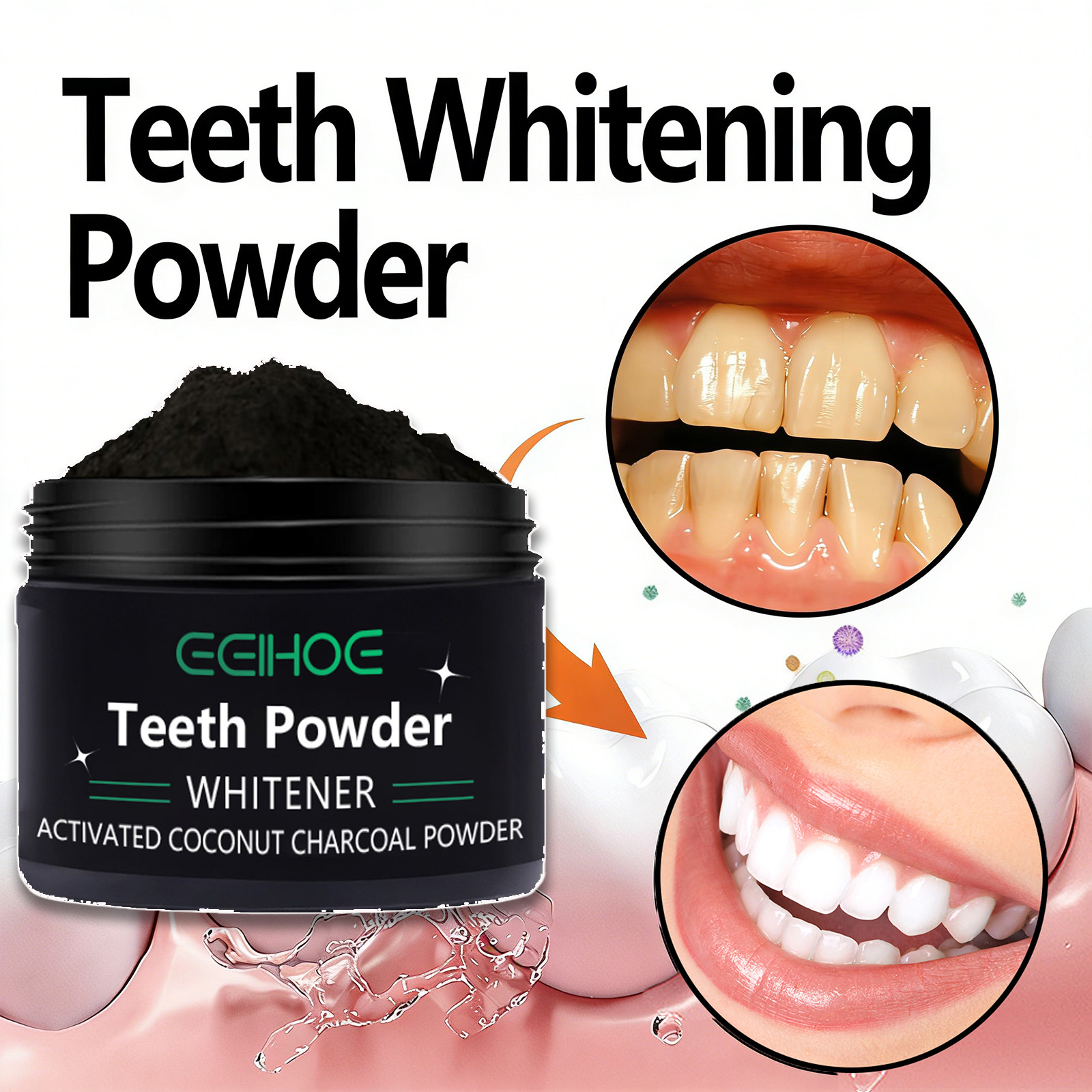 Teeth Whitening With Baking Soda - Poudre blanchissante naturelle pour les dents,